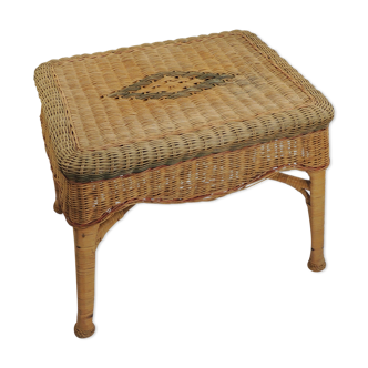 Rectangular woven wicker coffee table /Bamboo /rattan / vintage