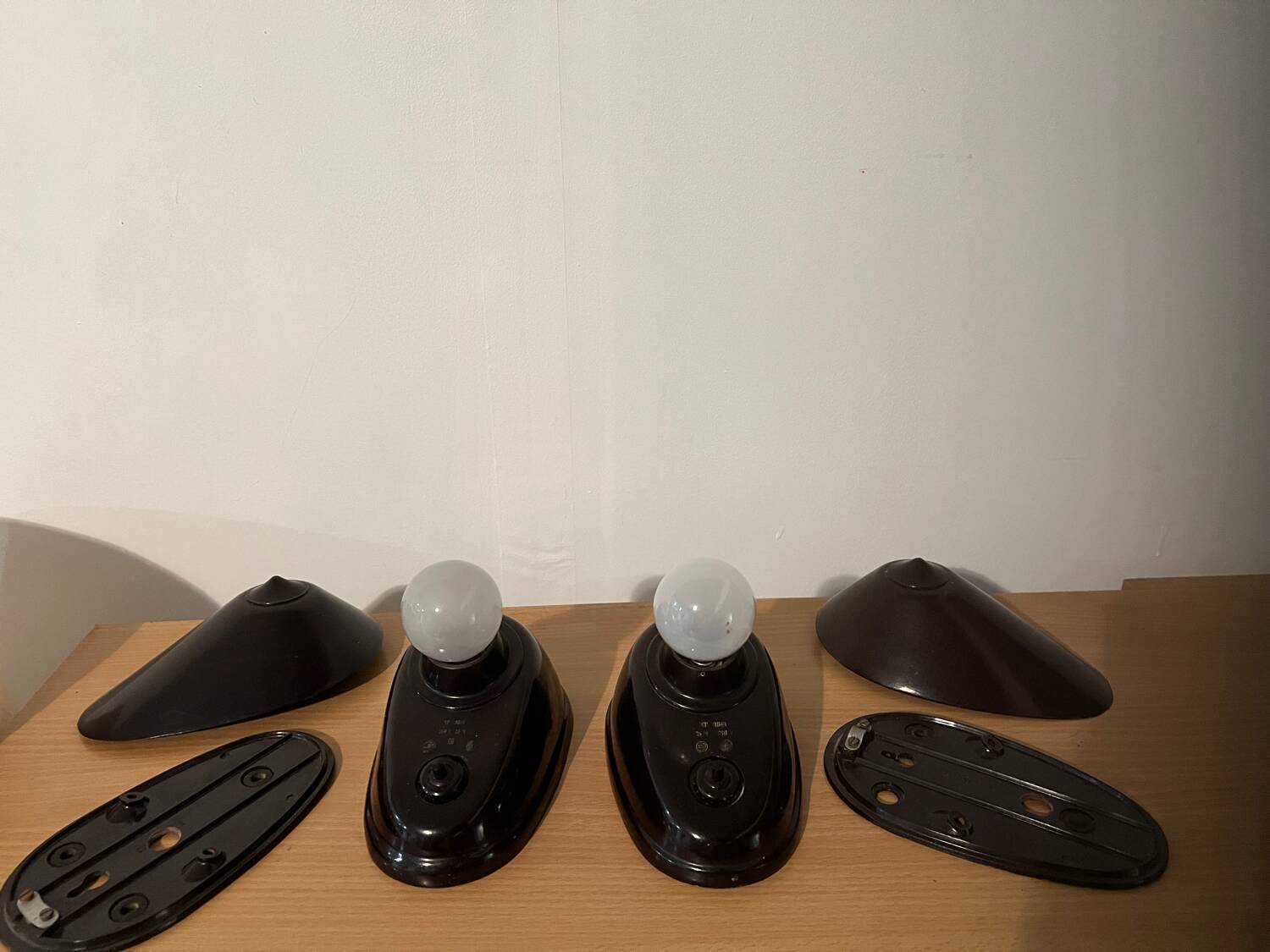 Pair of Bauhaus style Bakelite lamps/wall lights