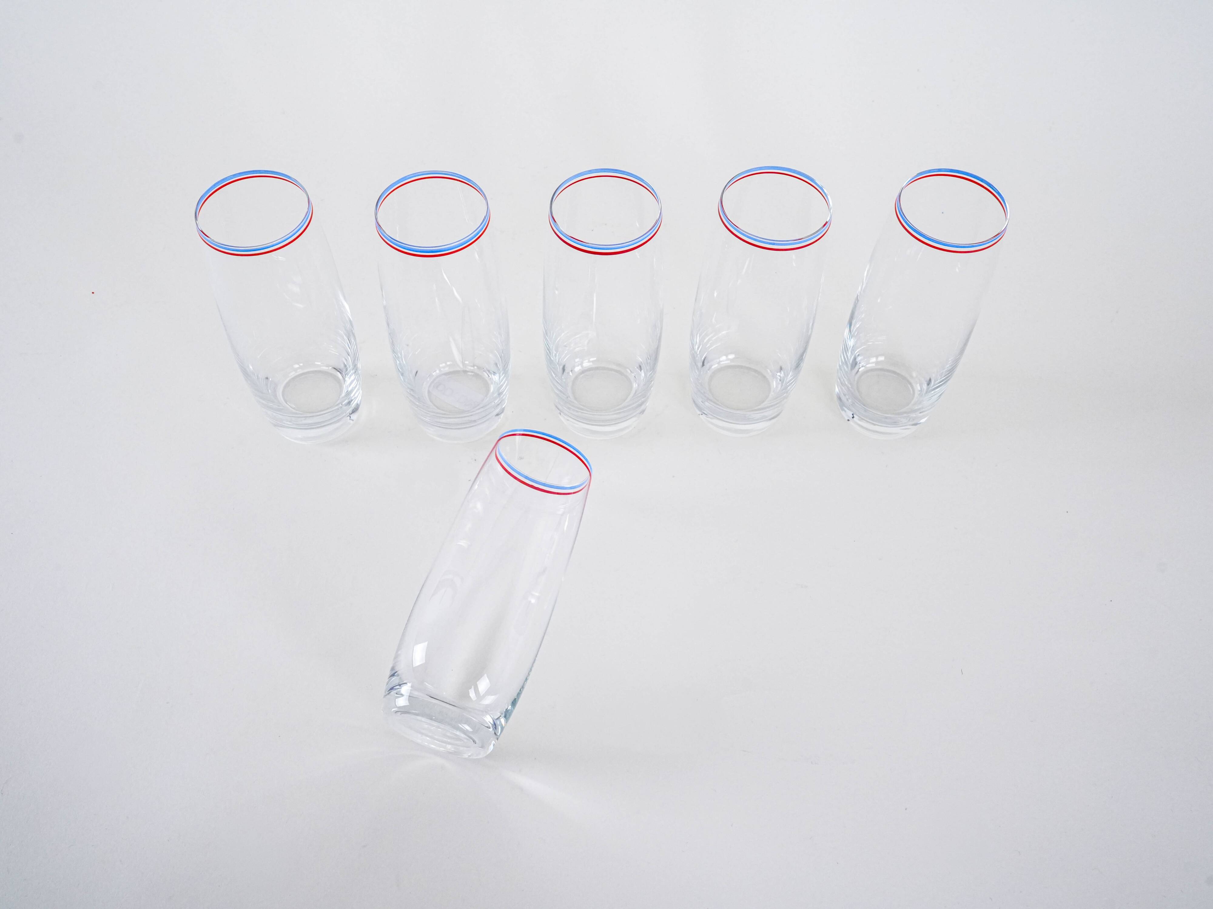 Set of six glasses, Italian design, 1970s, made in Italy
