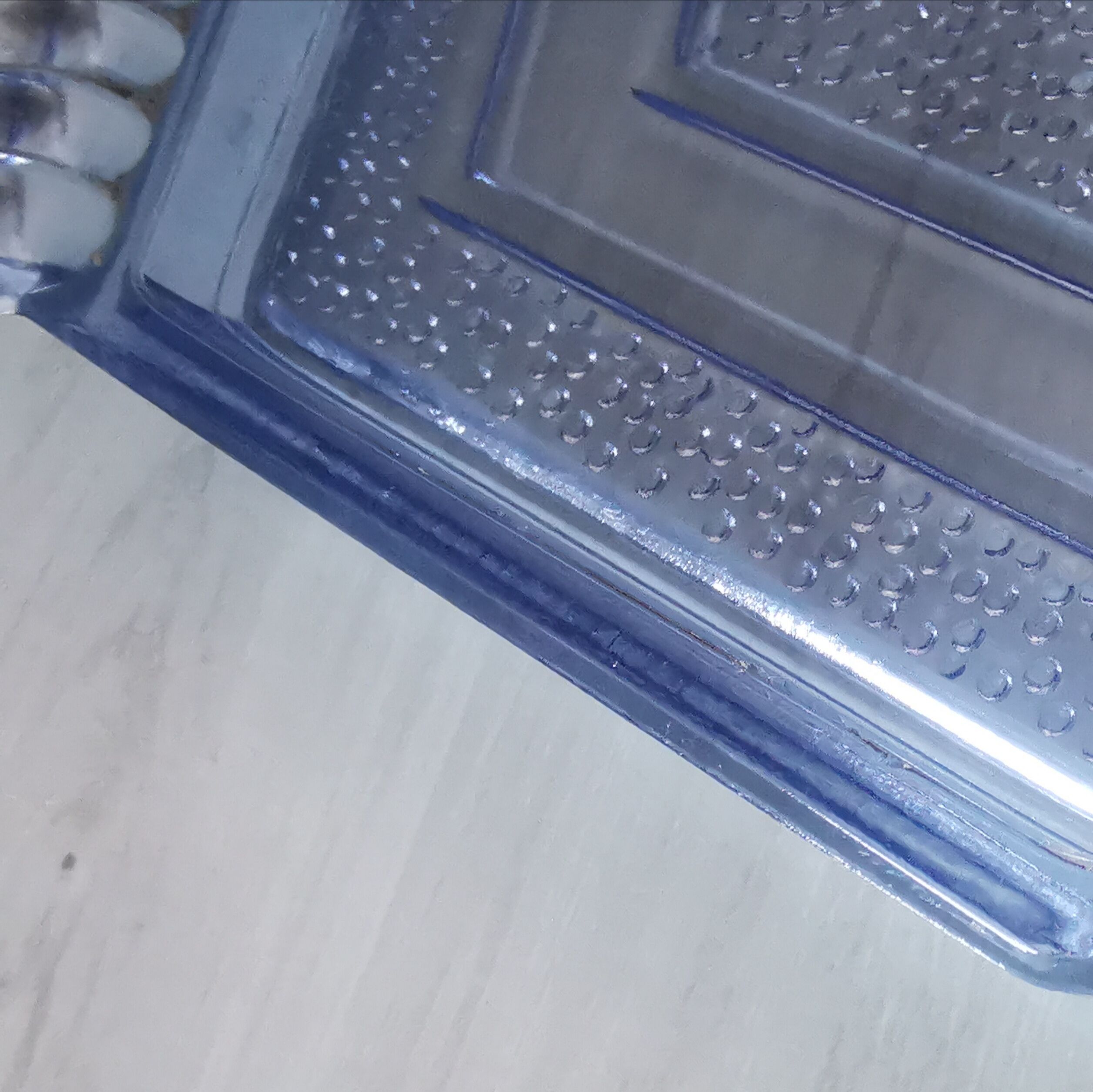 Art deco blue pressed glass tray