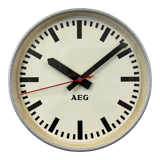 Grey Industrial Factory Wall Clock from AEG, 1960s