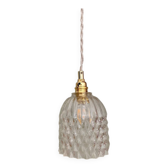 Vintage tulip pendant lamp in molded glass