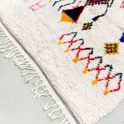 Berber carpet Azilal ecru with colorful patterns 2,33x1,40m