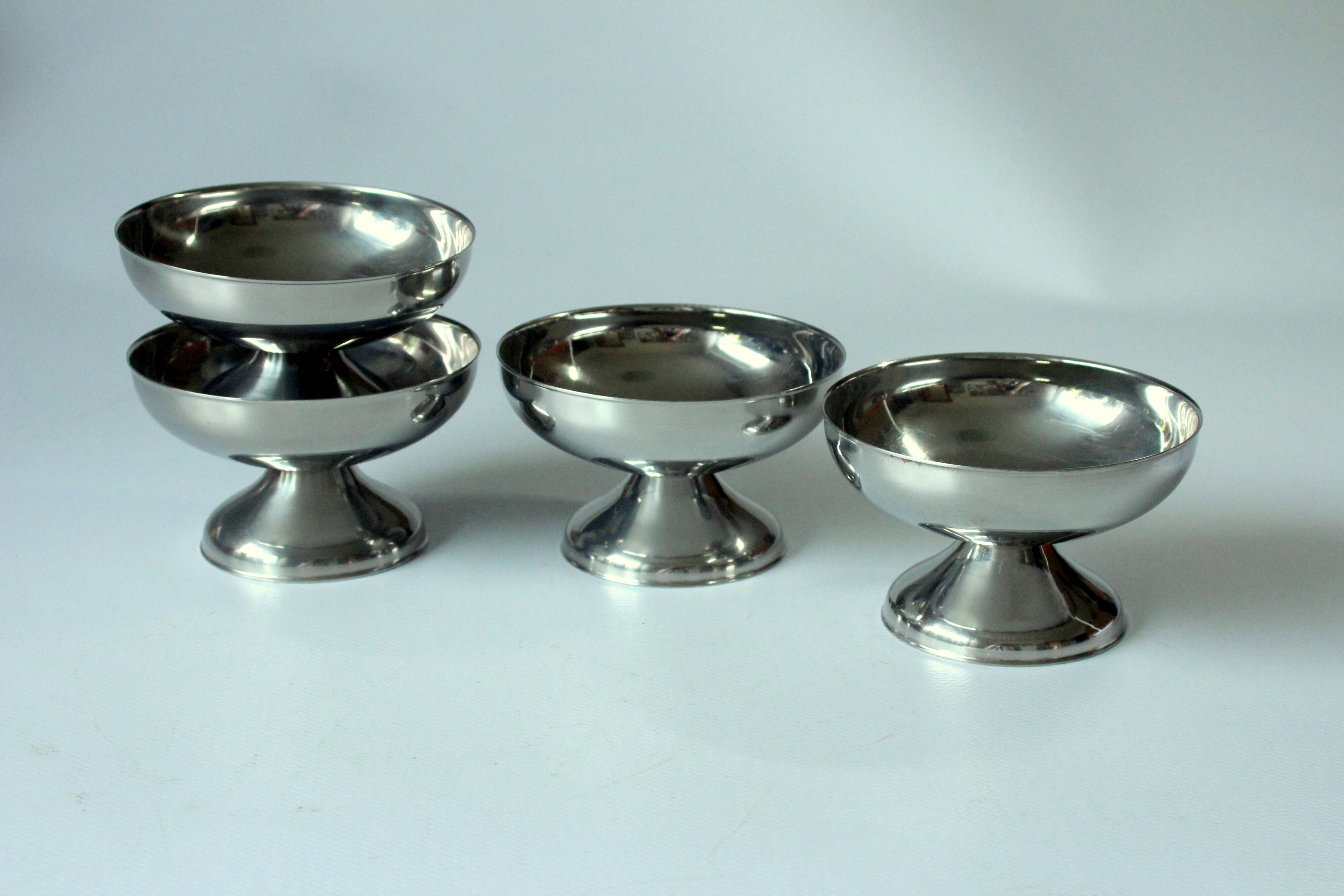 4 coupes à glace WMF/Tischfein - en acier inoxydable - Vintage