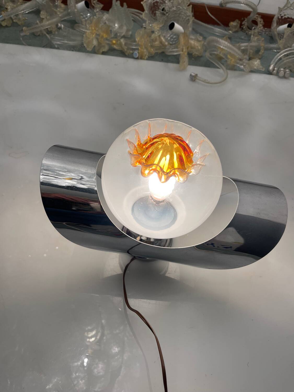 Chrome Murano Glass Sconces Set of 2 by Mazzega 1970’s