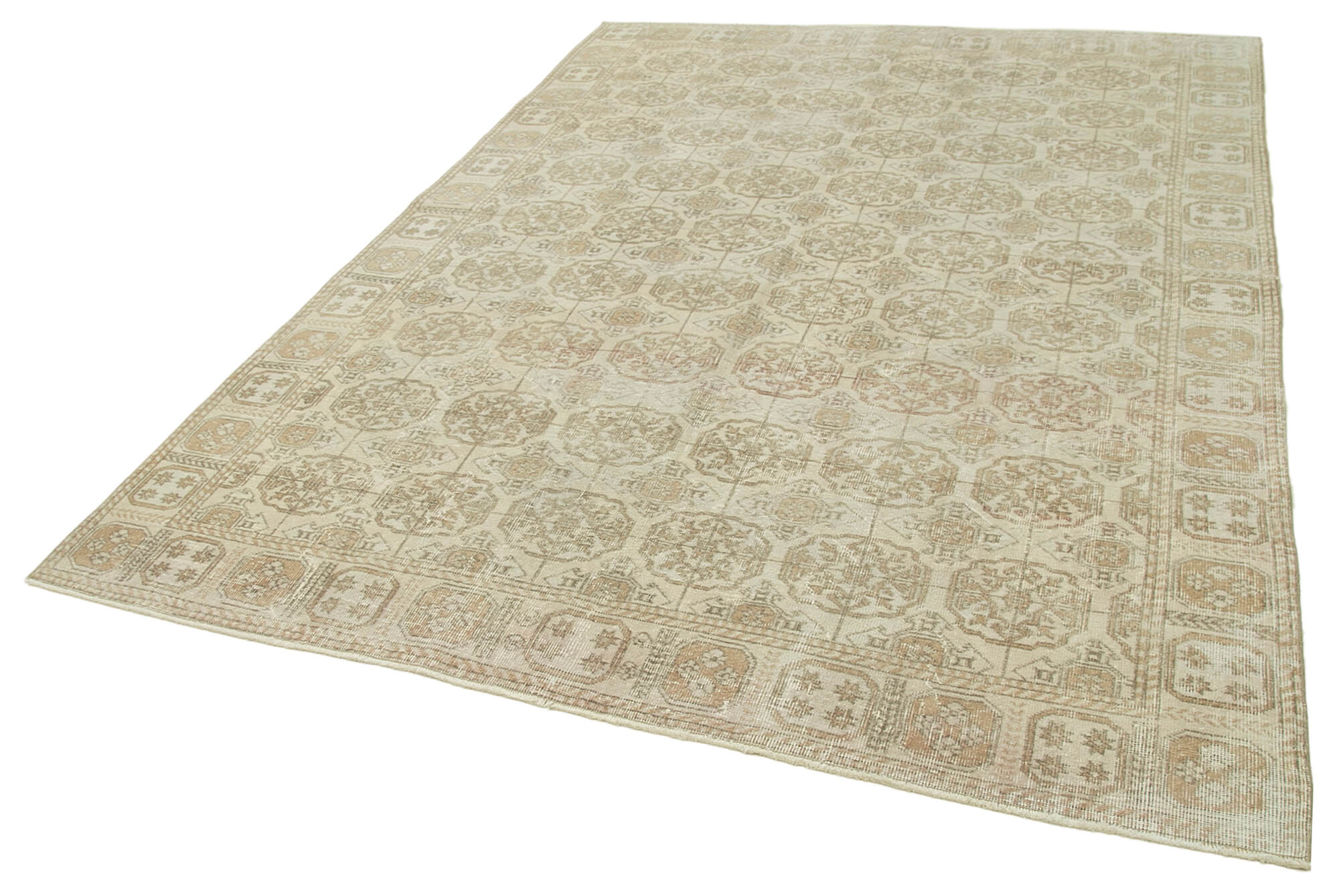 Hand-knotted contemporary turkish beige carpet 201 cm x 278 cm