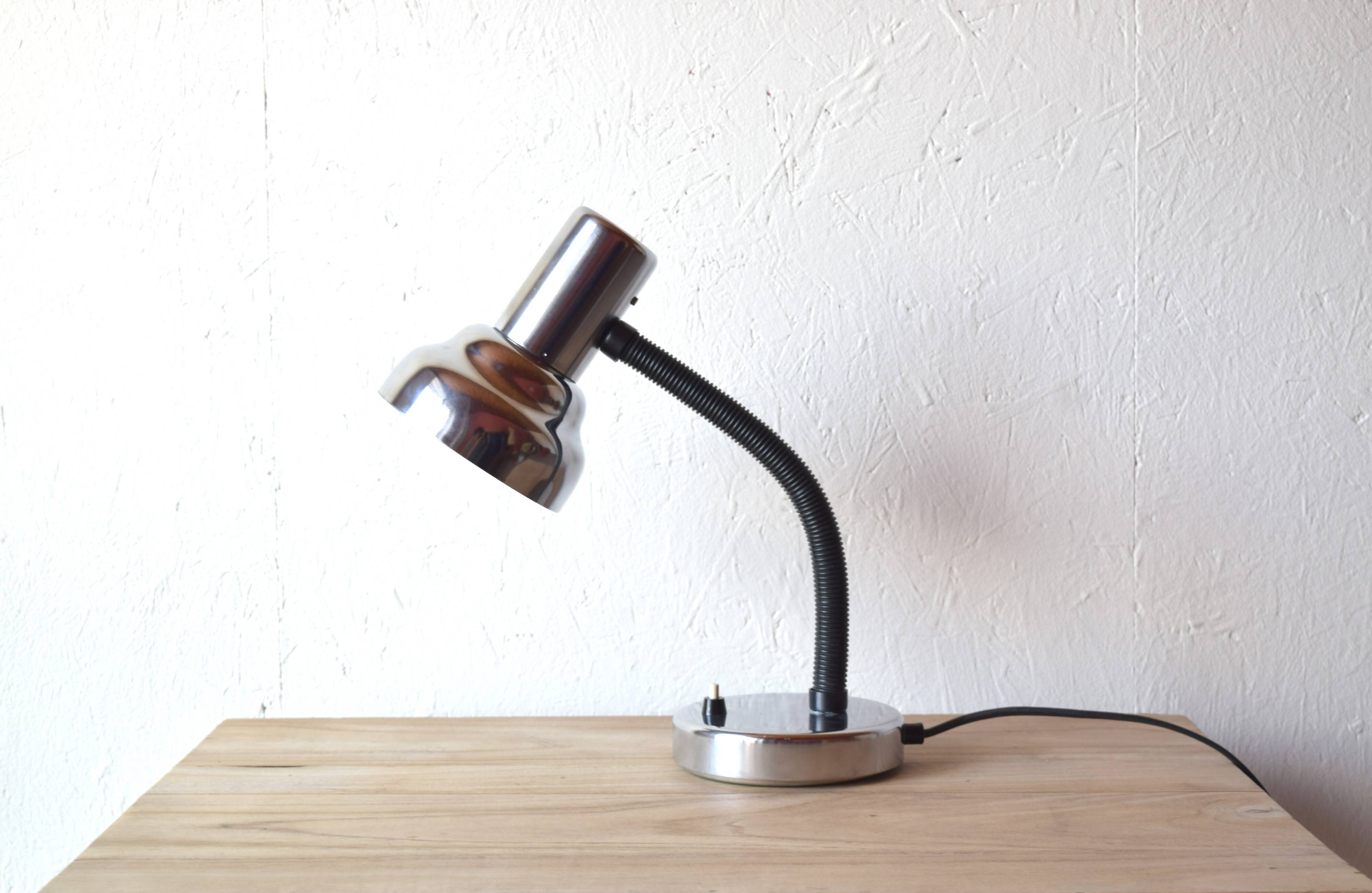 Vintage chrome metal desk lamp - Table lamp - 1960s.