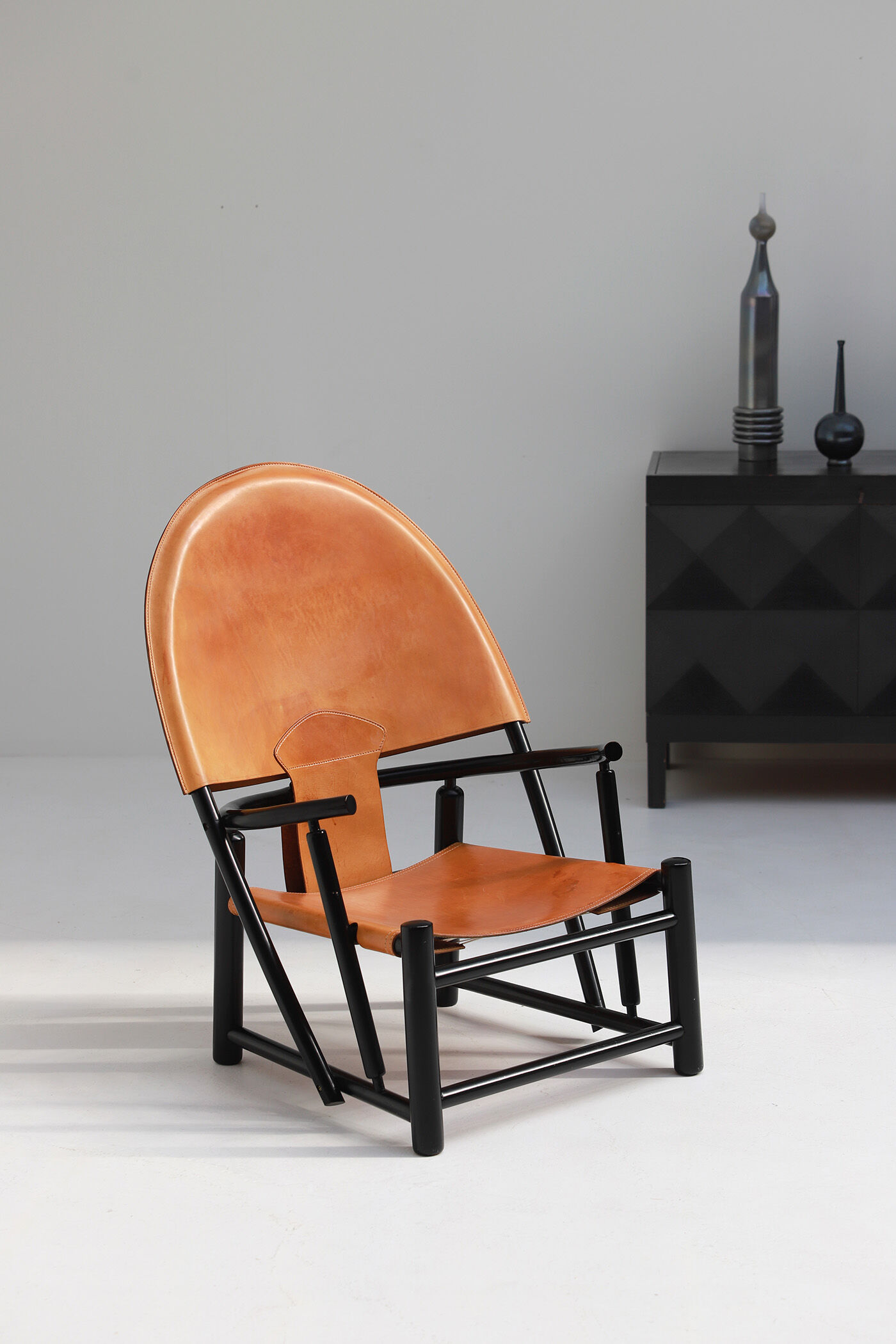 Hoop lounge chair by Werther Toffoloni & Piero Palange, cognac leather