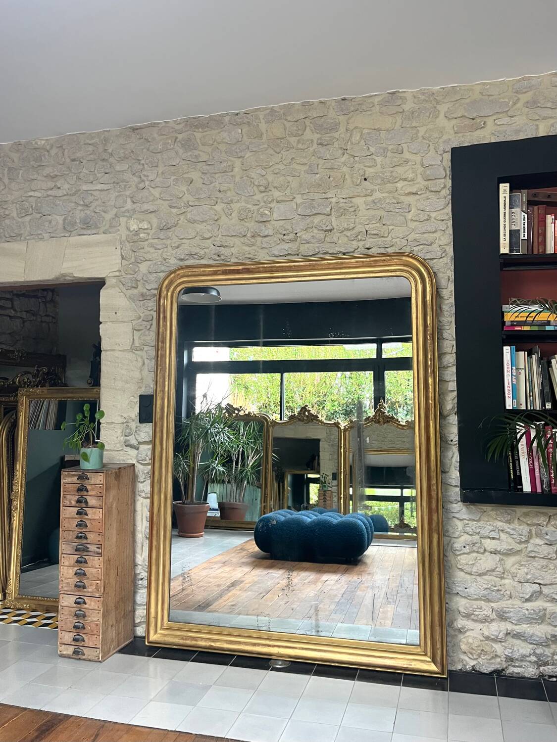 Antique Louis-Philippe mirror 200/150cm gold leaf and mercury glass