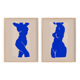 Pair of prints, female silhouette wall art. Set of two, 50x70cm