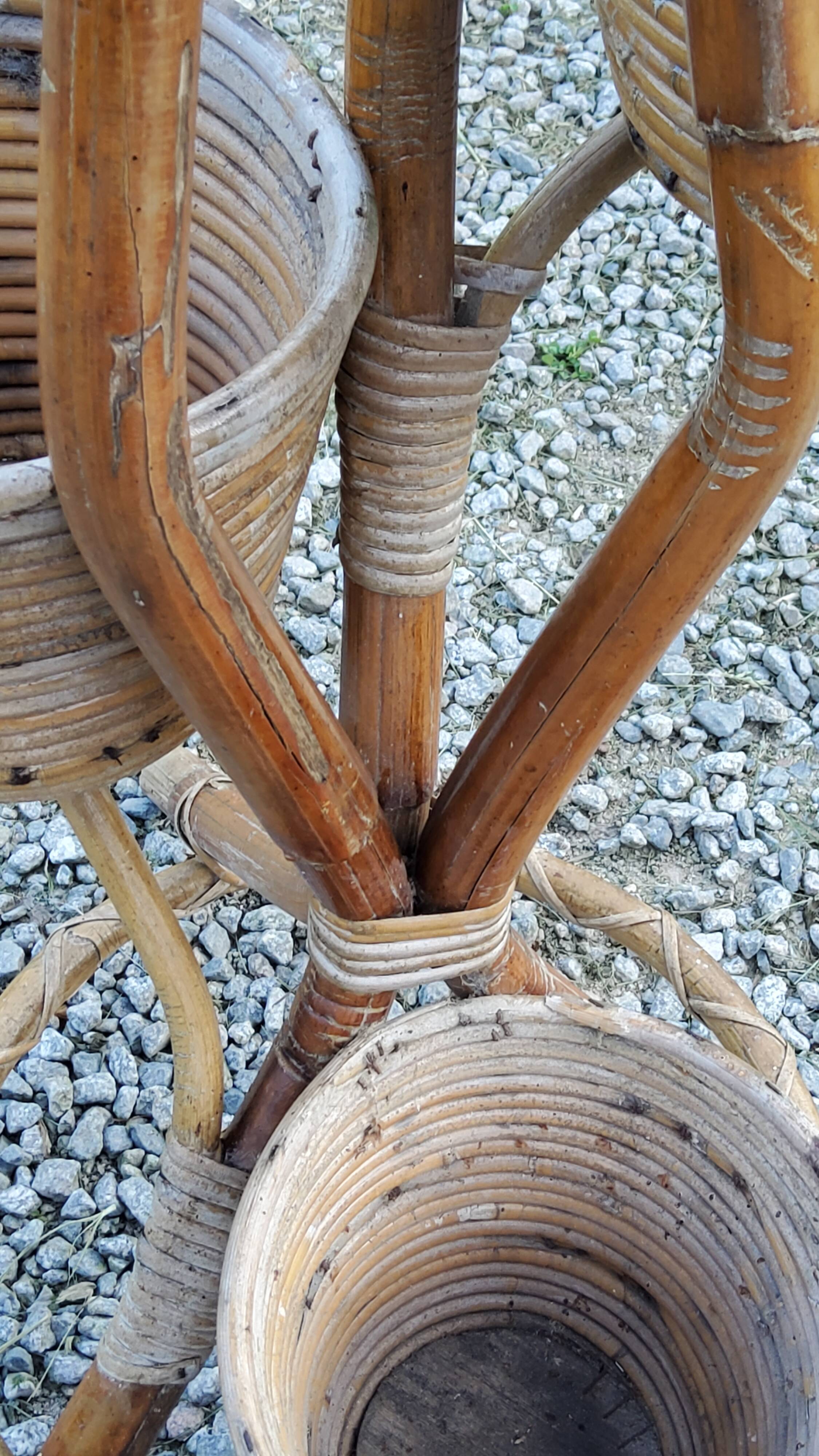 Rattan and bamboo plant holder from the 50s