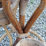 Rattan and bamboo plant holder from the 50s