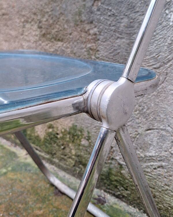 Chaise Plia en plexi bleu par Giancarlo Piretti pour Castelli