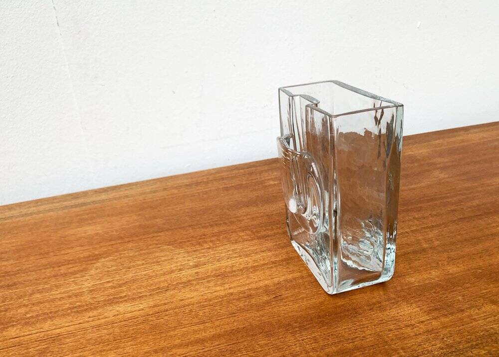 Postmodern glass block vase by Rosenthal, 1980s.