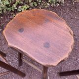 Set of three brutalist tripod stools