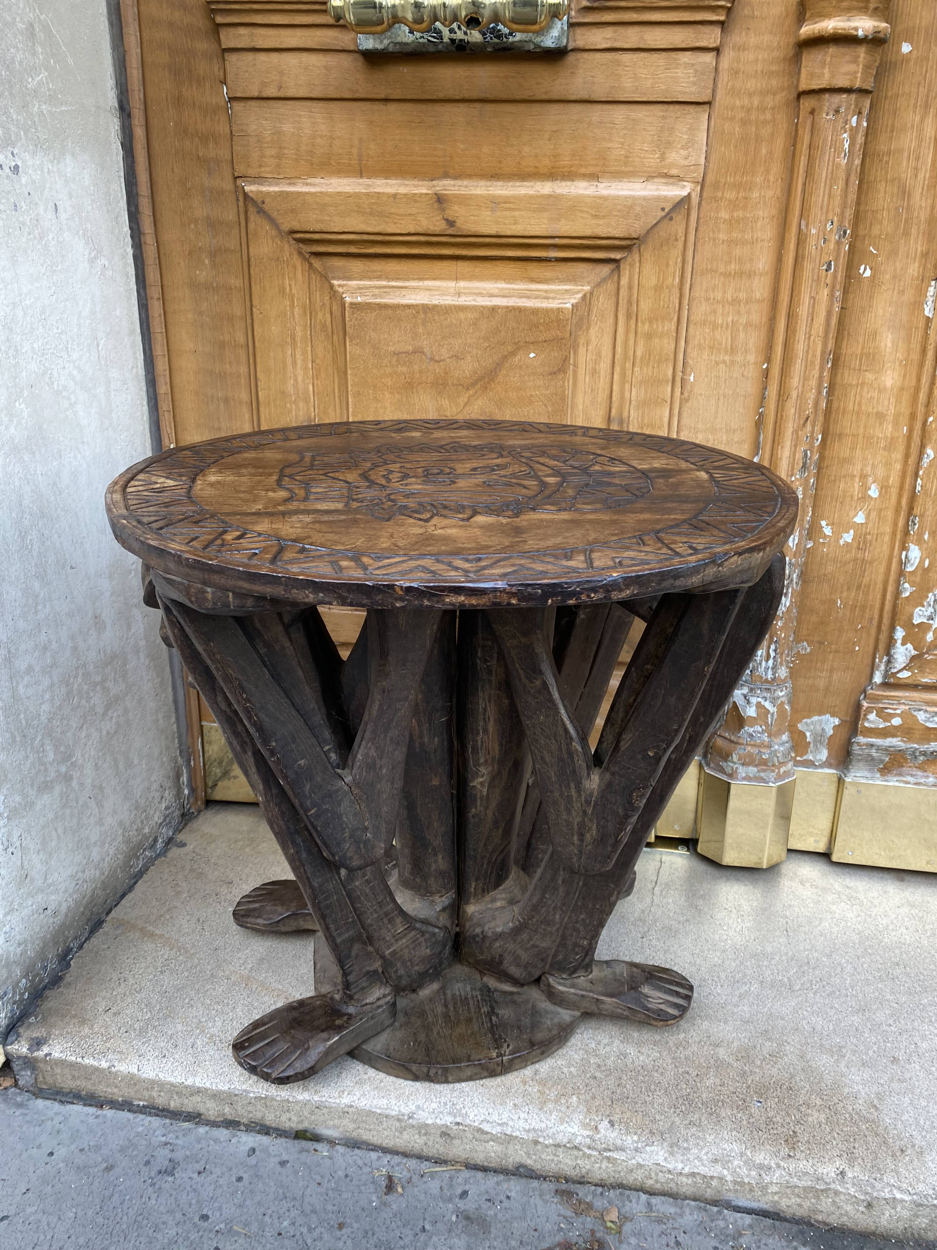 Wooden pedestal table