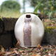 Free-form Soliflore - cracked white enamel - organic ceramic - 80s