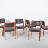 Set of 6 chairs model 80 designed by Niels Møller, 1960s