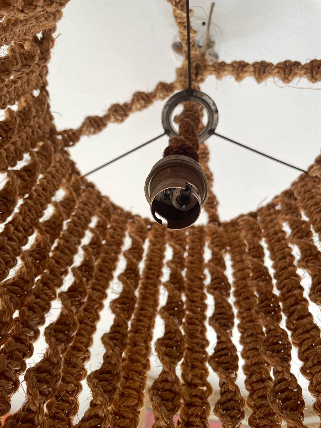 Macramé suspension, Audoux and Minet style, France, 1960s