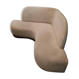 Banquette d'angle en tissu beige