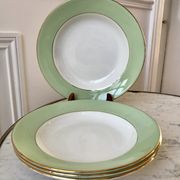 4 hollow plates Saint-Amand 60s pastel almond green
