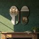 Vintage wall mirror "Butterfly" with wooden accent