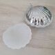 Shell butter dish in silver metal and its white glass cup