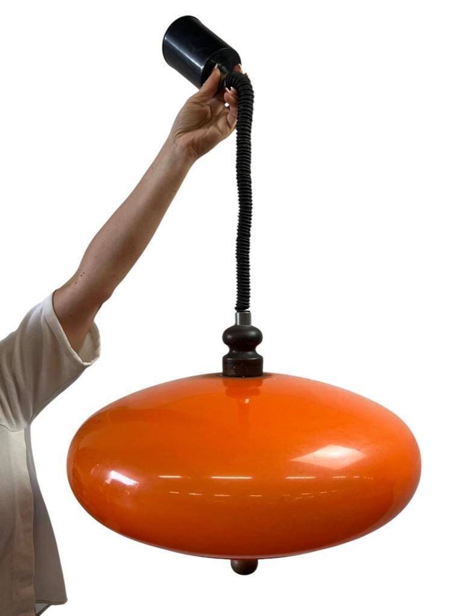 Vintage orange UFO chandelier / pendant light from the 70s