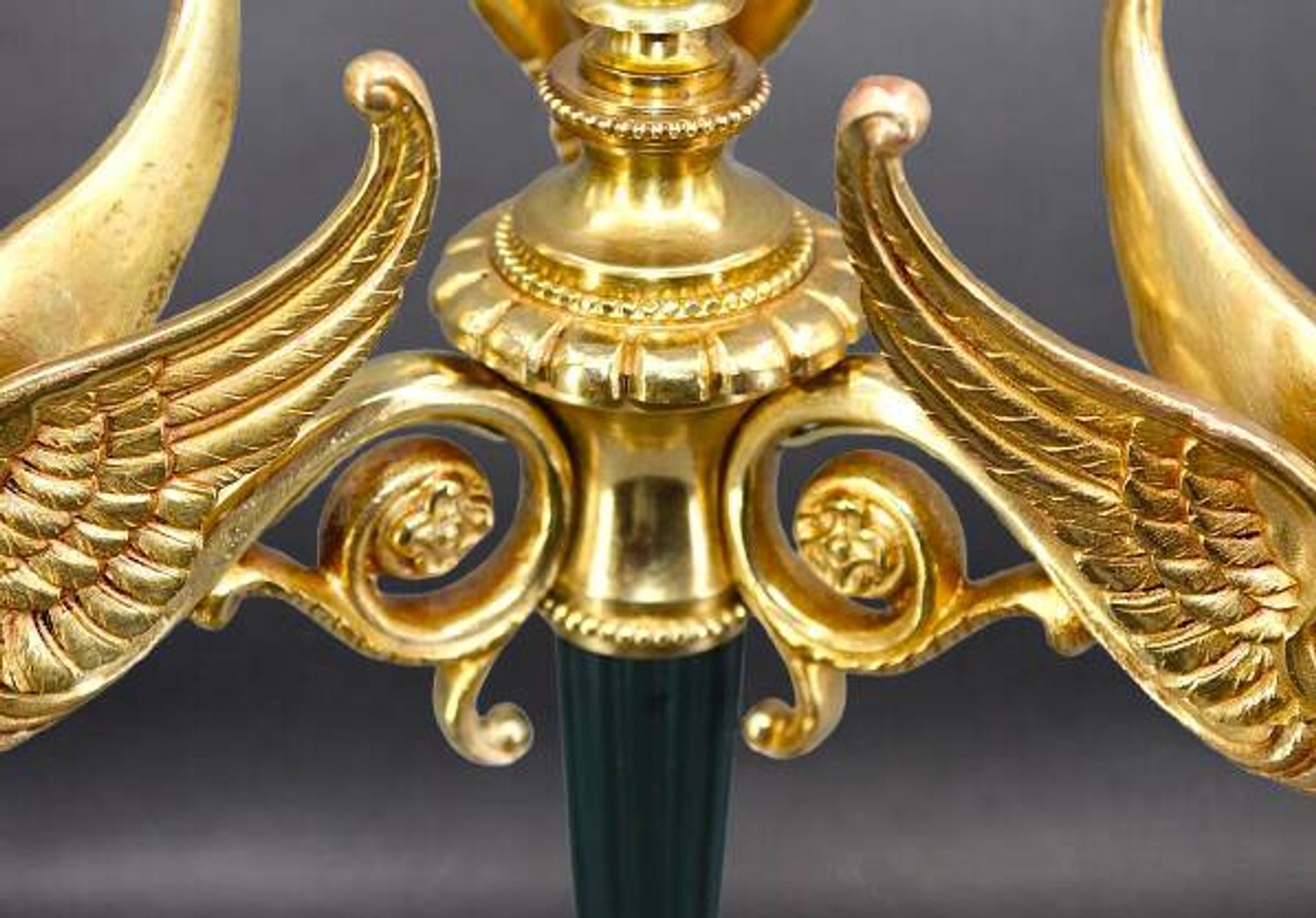 Flamboyant Pair of Candelabra/Chandeliers Solid Bronze Empire Style