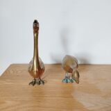 Pair of brass geese