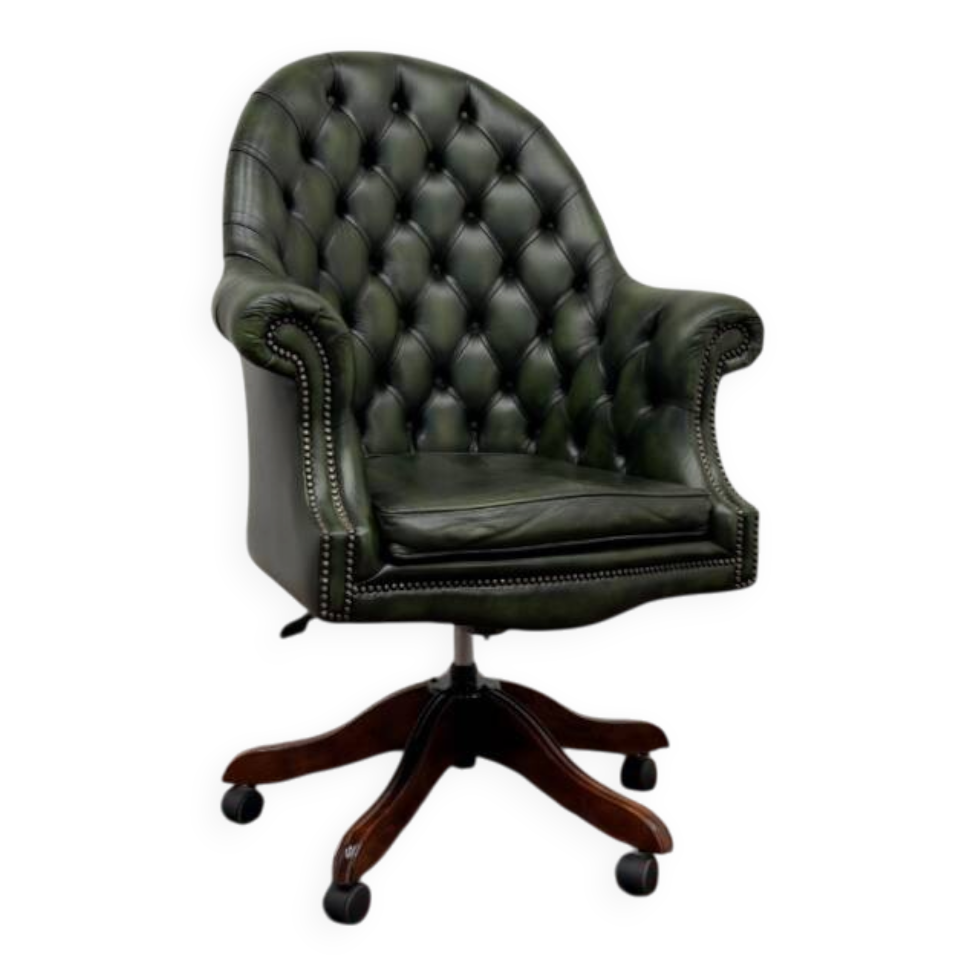 Classic English Chesterfield Director Chair Green