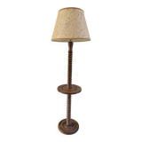 Turned wooden floor lamp