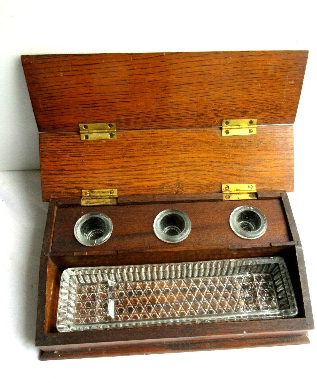 Office inkwell, 3 inkwells and a glass ravier: Copying, Red, Black