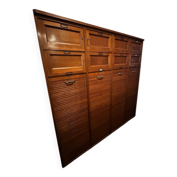 Vintage oak workshop cabinet, 4 columns with curtains – craft furniture