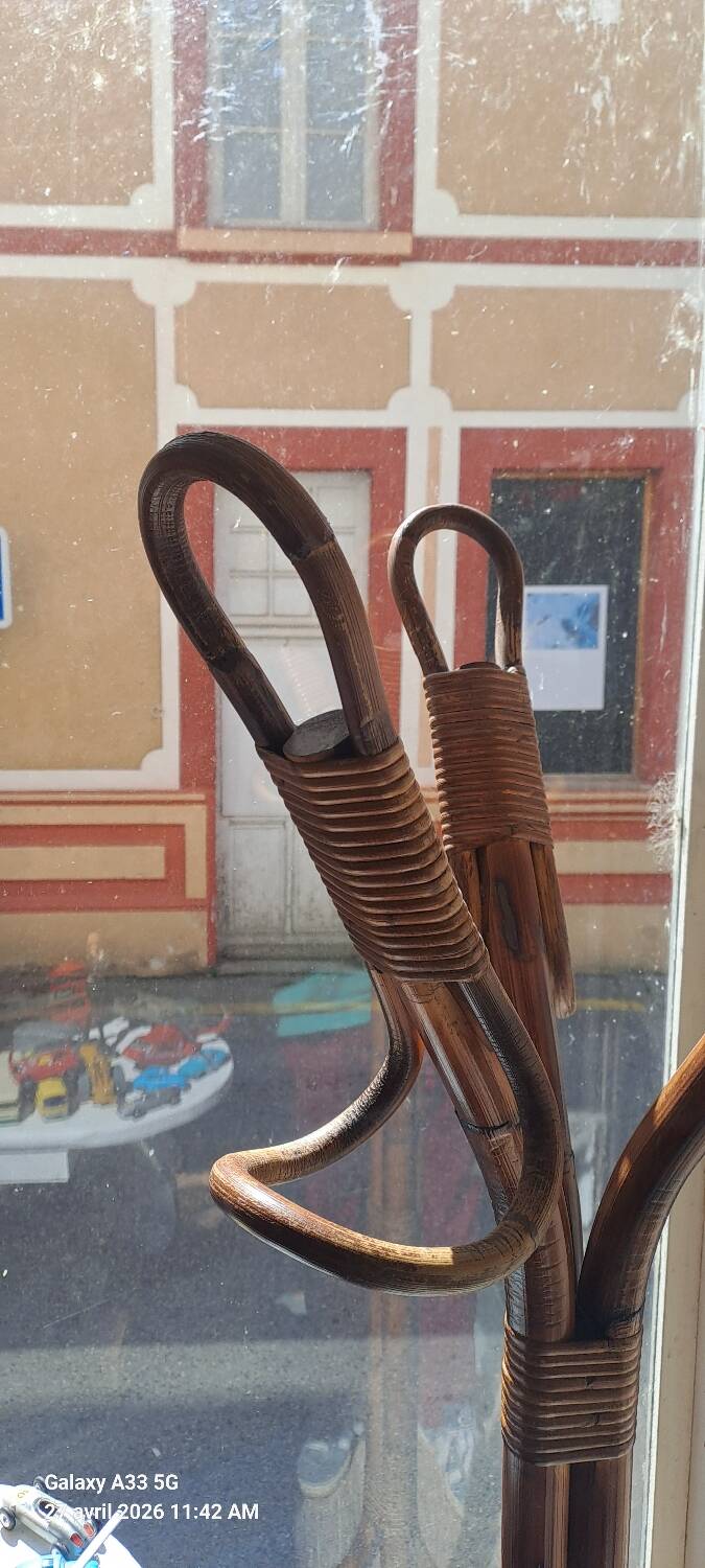 1950s rattan coat rack
