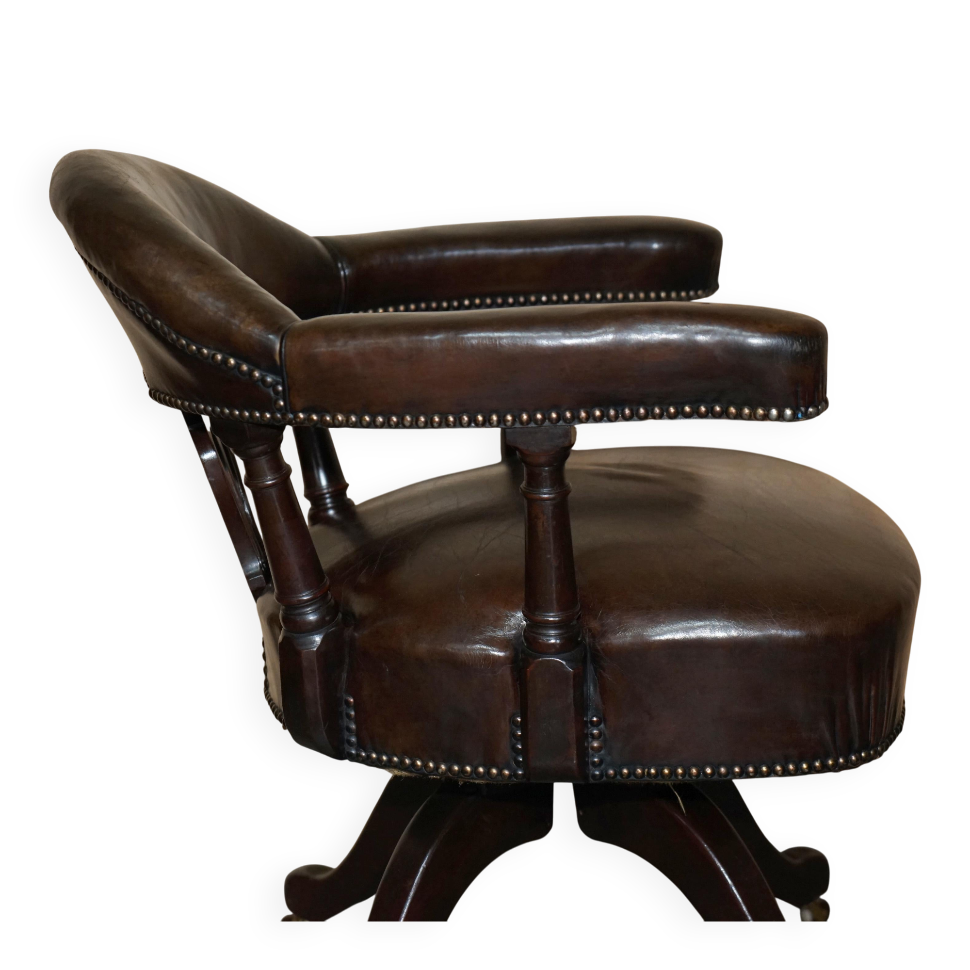 Victorian antique leather captain's chair