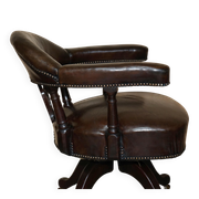 Fauteuil capitaine victorien antique cuir