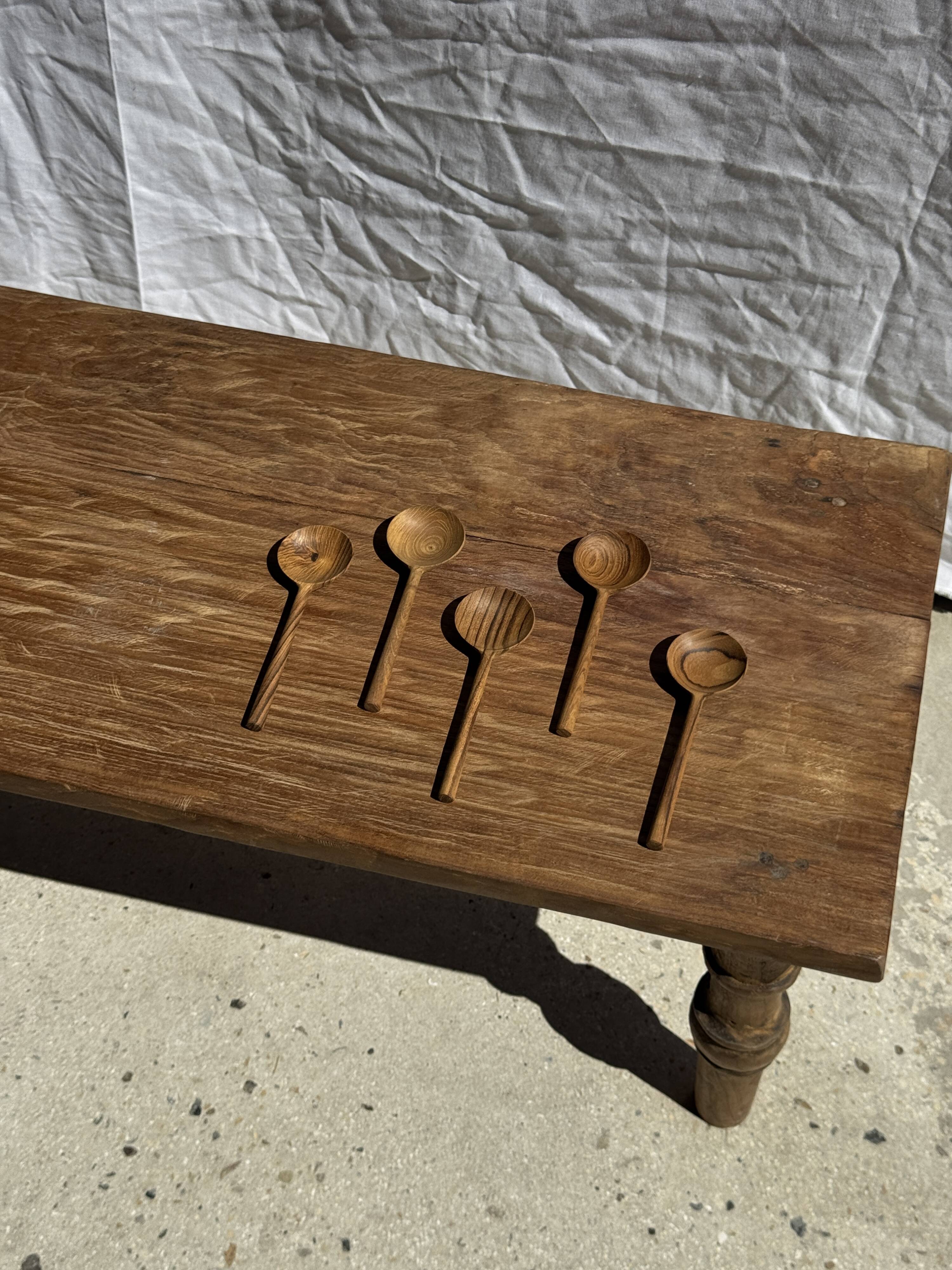 Small spoon, round kitchen utensil in teak L16 D2