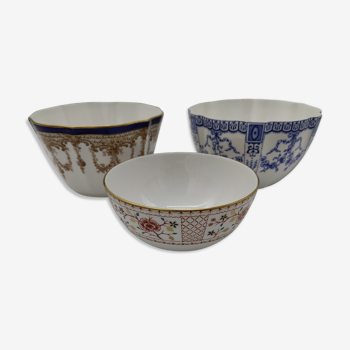 Set of 3 bowls in English porcelain Royal crown Derby