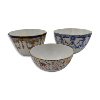 Set of 3 bowls in English porcelain Royal crown Derby