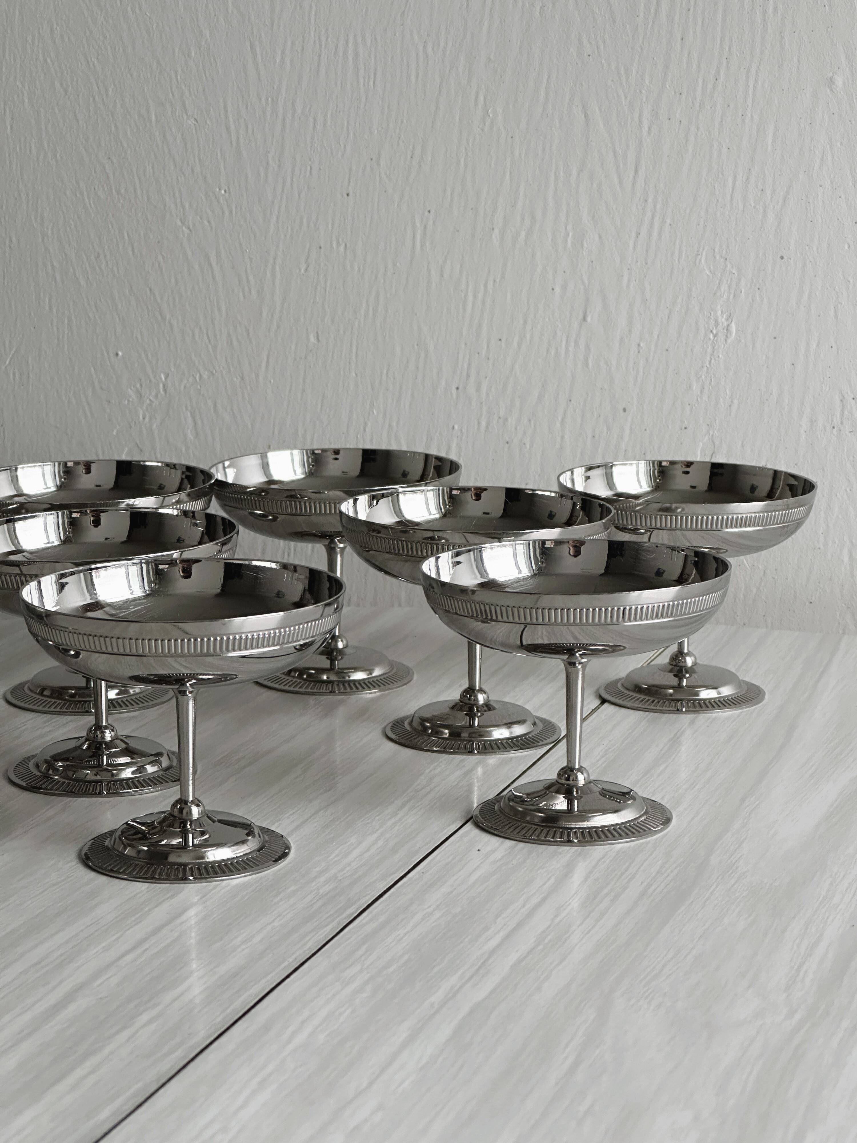 10 stainless steel footed cups, Letang Remy style