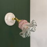 Vintage pink and clear glass tulip wall light.