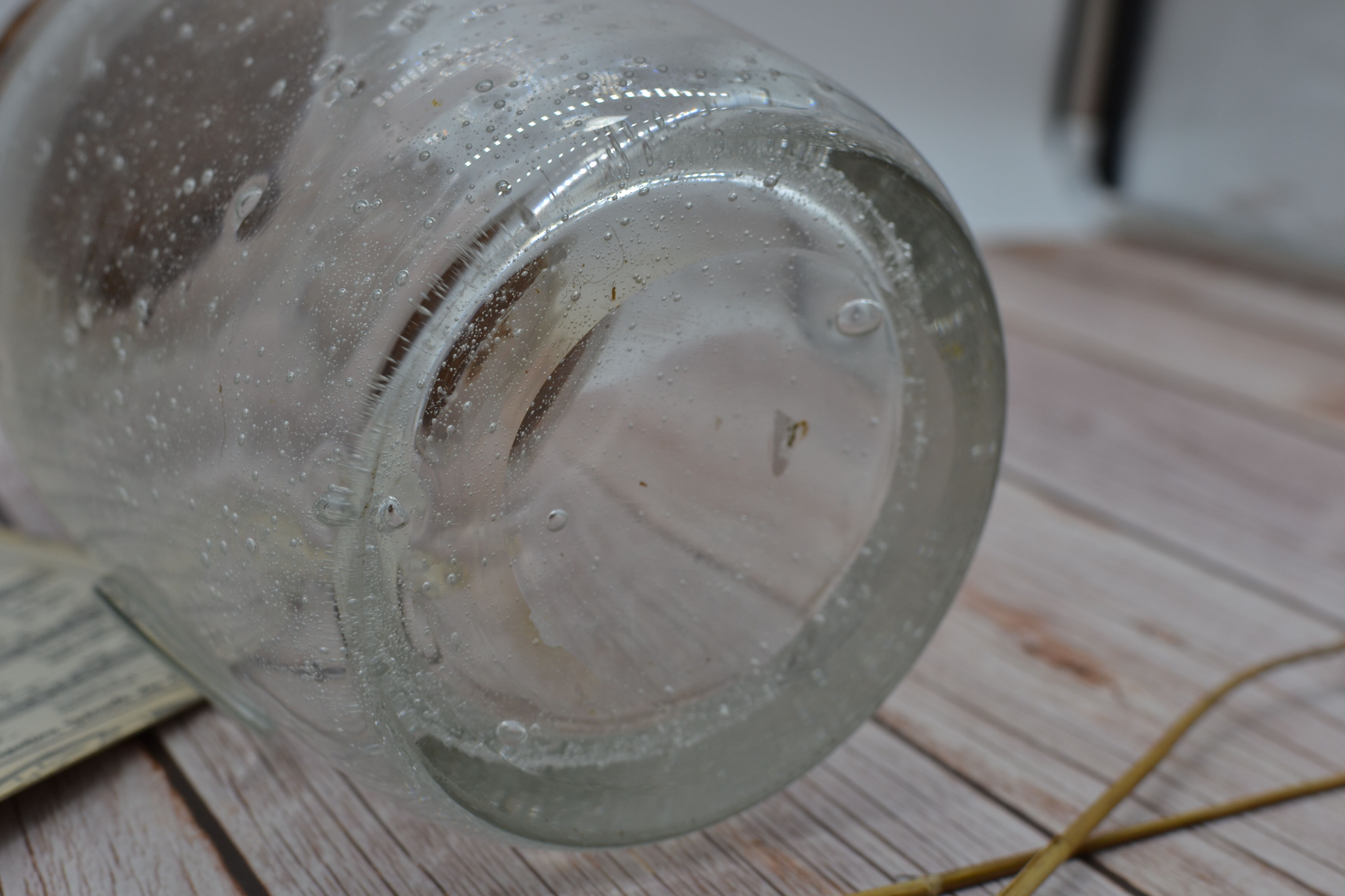 Blown glass jar with original cap