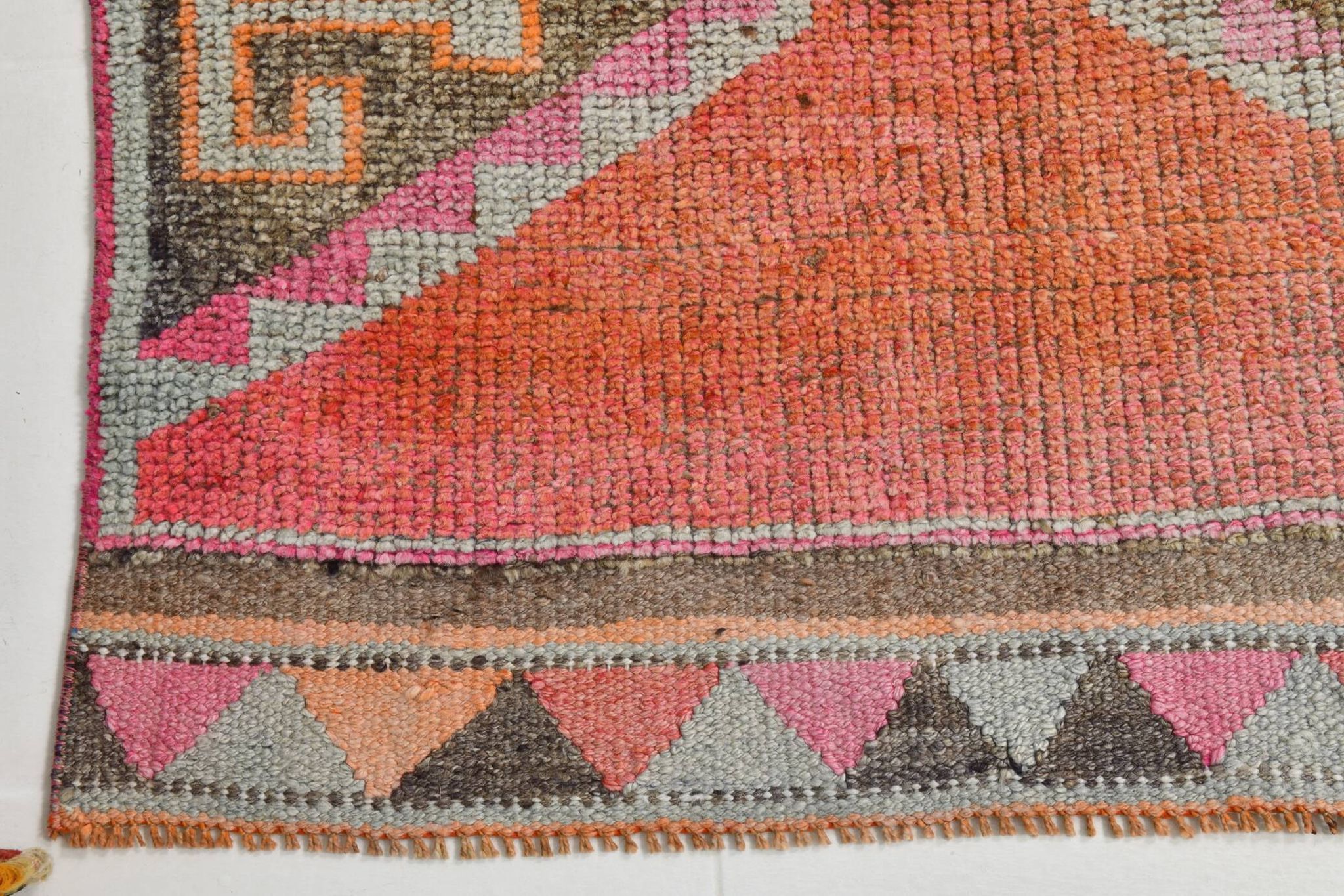 3x11 Shades Of Pink Antique Runner Rug, Handmade Runner Rug, 96x329Cm
