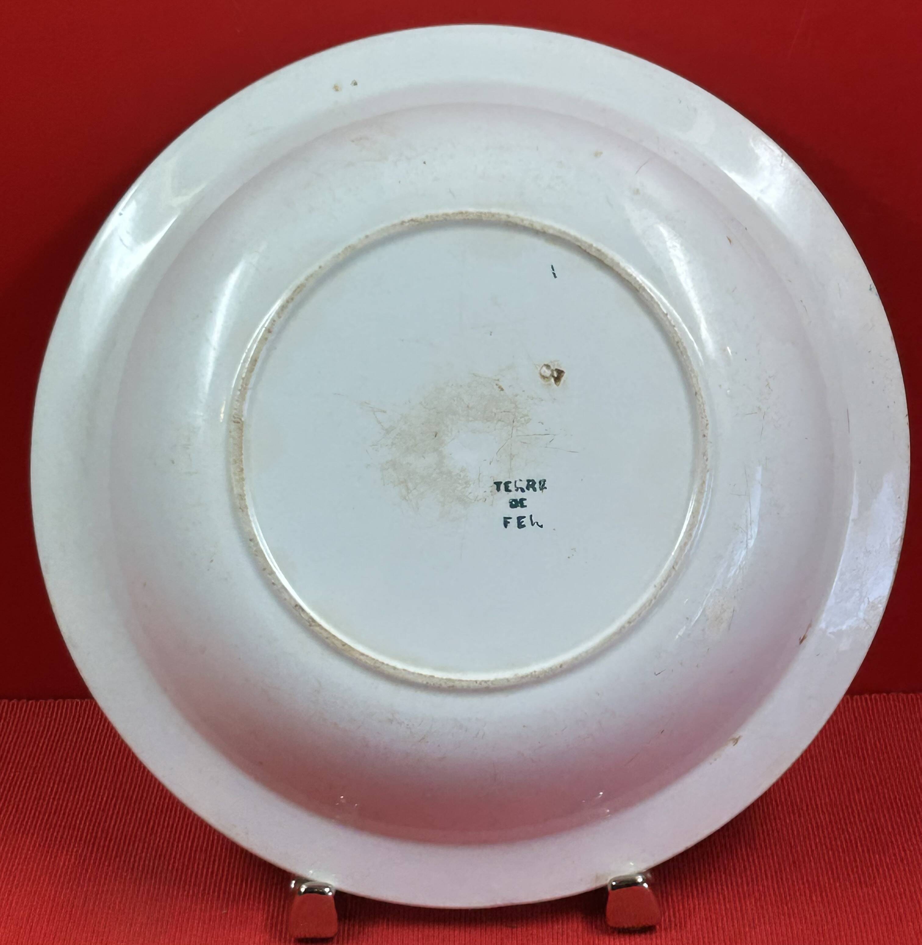 Ancient large earthenware platter creil and montereau, japonese decoration. 27 x 6