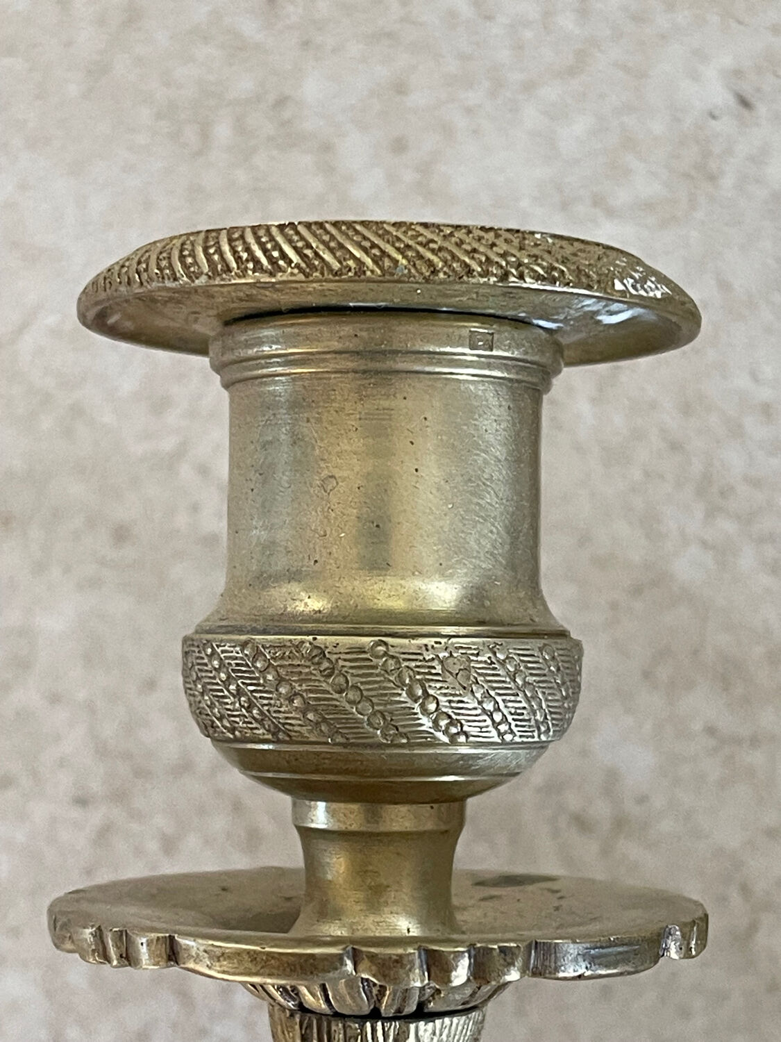 Pair of antique wall sconces in bronze - Louis XVI style / Saying