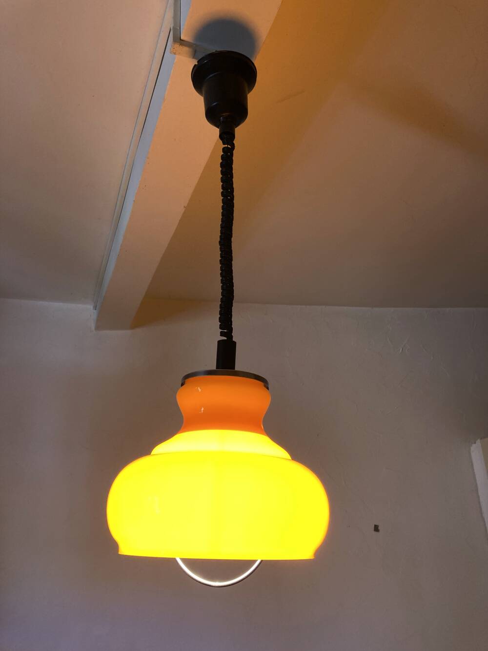 Vintage orange opaline glass pendant light
