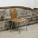 1960s chair in curved plywood on stainless steel base