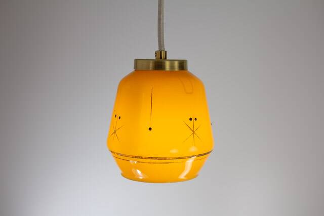 Petite lampe à suspension EVA * Art déco * Lampe suspendue MCM * Plafonnier vintage recâblé * Yougoslavie