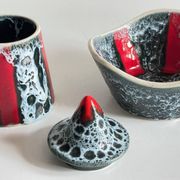 Vintage LUC VALLAURIS Ceramic Sugar Bowl